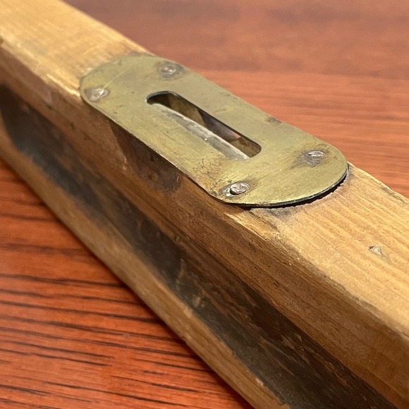 Antique Wood Level Rustic Farmhouse Tool Decor Vintage Carpentry Bubble Level - Picture 3 of 16